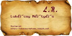 Lukácsy Mátyás névjegykártya